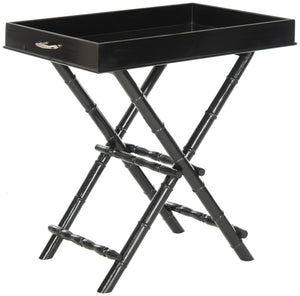 Safavieh Hobson Tray Table - Elegant Campaign-Inspired Accent Table With Faux Bamboo Detail And Versatile Design Black AMH8200B