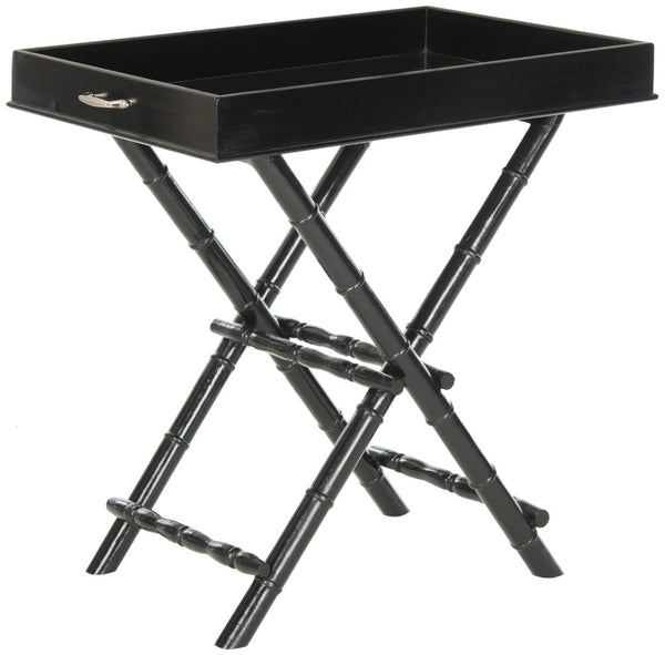 Safavieh Hobson Tray Table - Elegant Campaign-Inspired Accent Table With Faux Bamboo Detail And Versatile Design Black AMH8200B