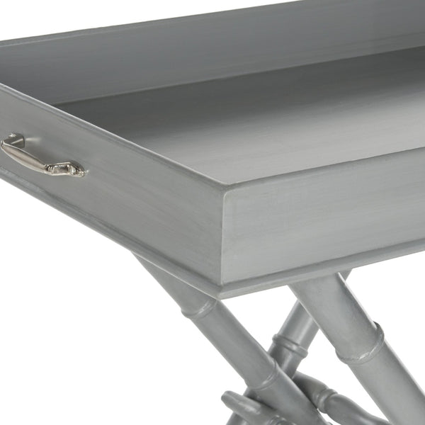 Safavieh Hobson Tray Table - Elegant Campaign-Inspired Accent Table With Faux Bamboo Detail And Versatile Design Grey AMH8200C