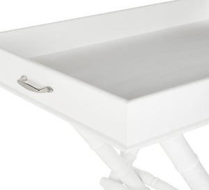 Safavieh Coleman Tray Table - Elegant Mango Wood Accent With Removable Serving Top For Versatile Living Spaces White AMH8201A