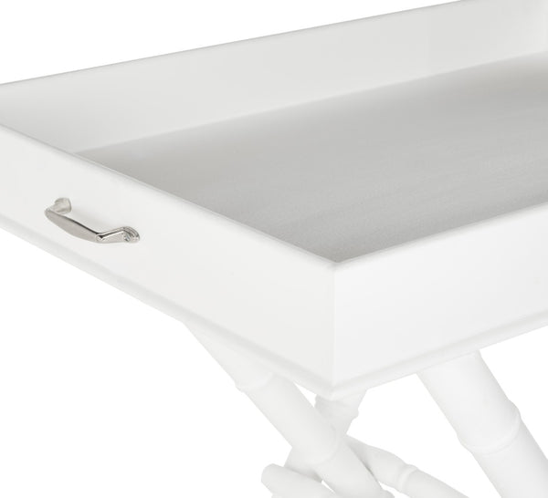 Safavieh Coleman Tray Table - Elegant Mango Wood Accent With Removable Serving Top For Versatile Living Spaces White AMH8201A