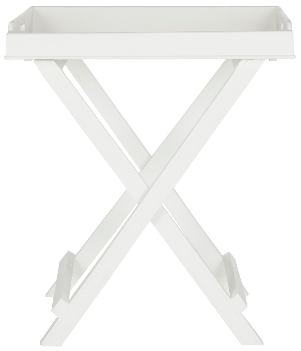 Safavieh Coleman Tray Table - Elegant Mango Wood Accent With Removable Serving Top For Versatile Living Spaces White AMH8201A