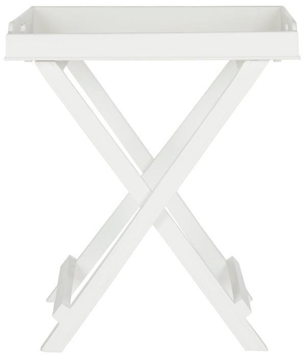 Safavieh Coleman Tray Table - Elegant Mango Wood Accent With Removable Serving Top For Versatile Living Spaces White AMH8201A