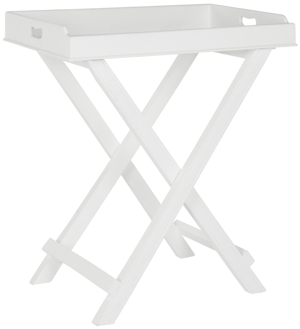 Safavieh Coleman Tray Table - Elegant Mango Wood Accent With Removable Serving Top For Versatile Living Spaces White AMH8201A