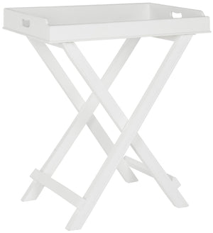 Safavieh Coleman Tray Table - Elegant Mango Wood Accent With Removable Serving Top For Versatile Living Spaces White AMH8201A