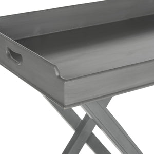 Safavieh Coleman Tray Table - Elegant Mango Wood Accent With Removable Serving Top For Versatile Living Spaces Grey AMH8201C