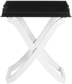 Safavieh Barkley Tray Table - Chic Sculptural Design With Curvaceous X-Leg Base For Modern Home Décor Black / White AMH8206A