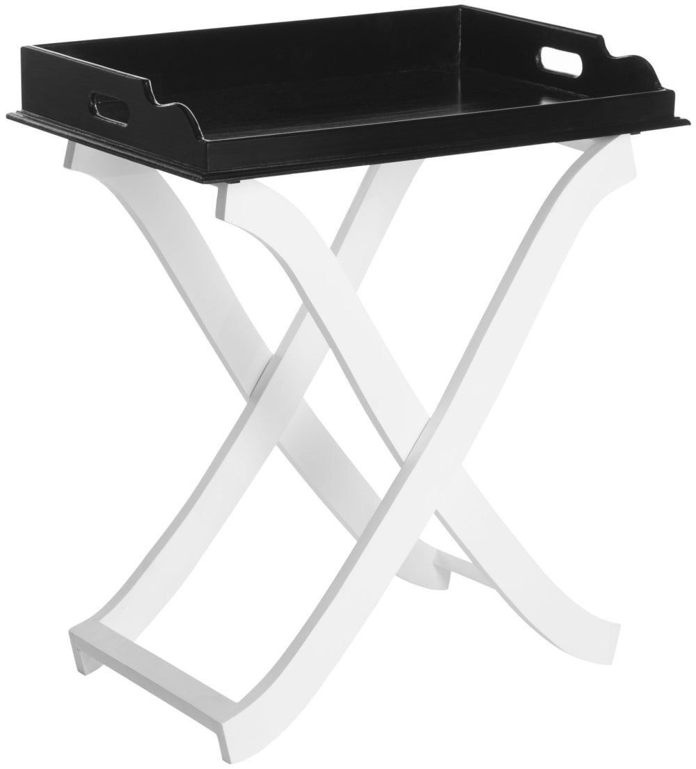 Safavieh Barkley Tray Table - Chic Sculptural Design With Curvaceous X-Leg Base For Modern Home Décor Black / White AMH8206A