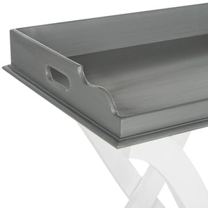Safavieh Barkley Tray Table - Chic Sculptural Design With Curvaceous X-Leg Base For Modern Home Décor Grey / White AMH8206B