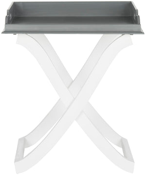 Safavieh Barkley Tray Table - Chic Sculptural Design With Curvaceous X-Leg Base For Modern Home Décor Grey / White AMH8206B