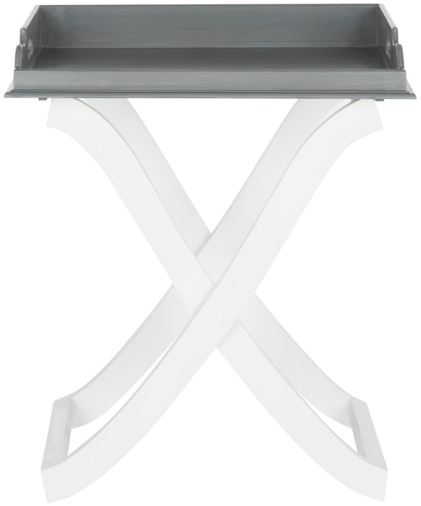 Safavieh Barkley Tray Table - Chic Sculptural Design With Curvaceous X-Leg Base For Modern Home Décor Grey / White AMH8206B
