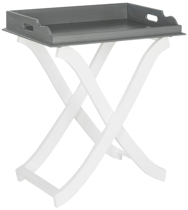 Safavieh Barkley Tray Table - Chic Sculptural Design With Curvaceous X-Leg Base For Modern Home Décor Grey / White AMH8206B