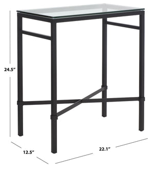 Safavieh VIGGO Antique-Inspired Side Table with Clear Tempered Glass - Glamorous Accent for Any Space Black AMH8300C