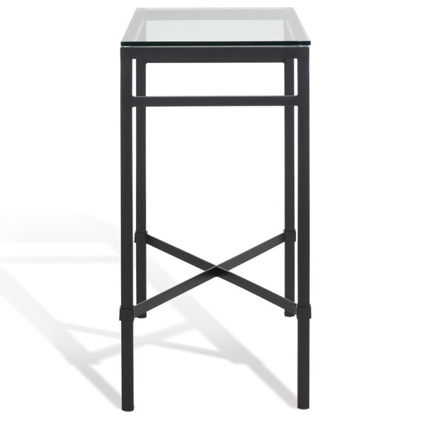 Safavieh VIGGO Antique-Inspired Side Table with Clear Tempered Glass - Glamorous Accent for Any Space Black AMH8300C