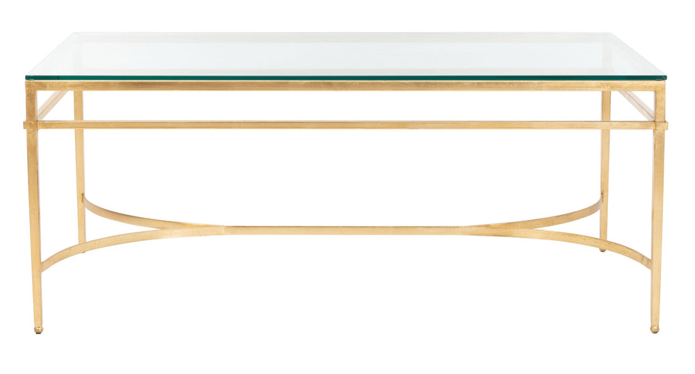 Safavieh ABELARD Antique Glass Cocktail Table - Elegant Centerpiece for Modern and Traditional Interiors Gold AMH8303A