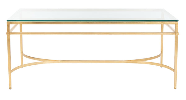 Safavieh ABELARD Antique Glass Cocktail Table - Elegant Centerpiece for Modern and Traditional Interiors Gold AMH8303A