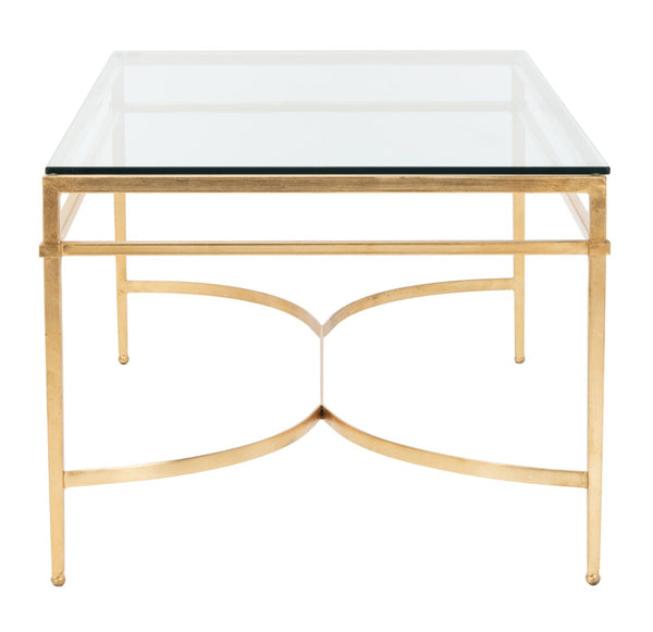 Safavieh ABELARD Antique Glass Cocktail Table - Elegant Centerpiece for Modern and Traditional Interiors Gold AMH8303A