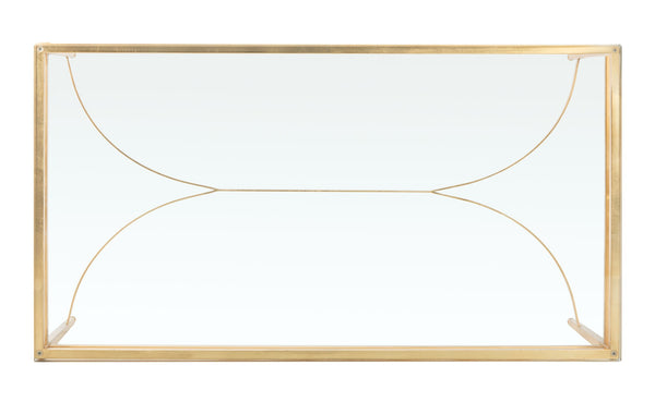 Safavieh ABELARD Antique Glass Cocktail Table - Elegant Centerpiece for Modern and Traditional Interiors Gold AMH8303A