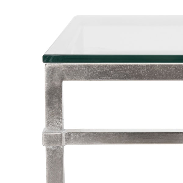 Safavieh ABELARD Antique Glass Cocktail Table - Elegant Centerpiece for Modern and Traditional Interiors Silver AMH8303B