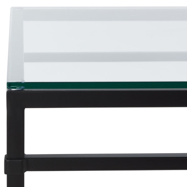 Safavieh ABELARD Antique Glass Cocktail Table - Elegant Centerpiece for Modern and Traditional Interiors Black AMH8303C