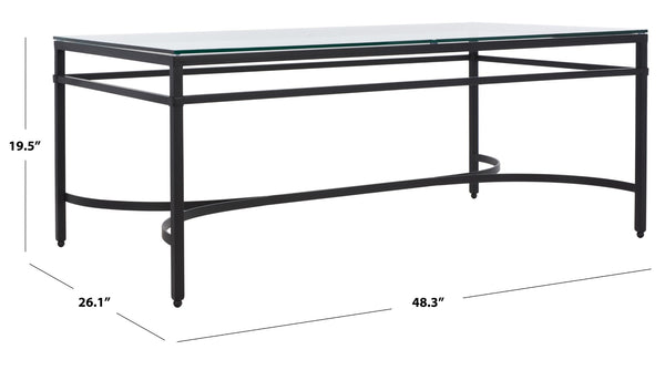 Safavieh ABELARD Antique Glass Cocktail Table - Elegant Centerpiece for Modern and Traditional Interiors Black AMH8303C