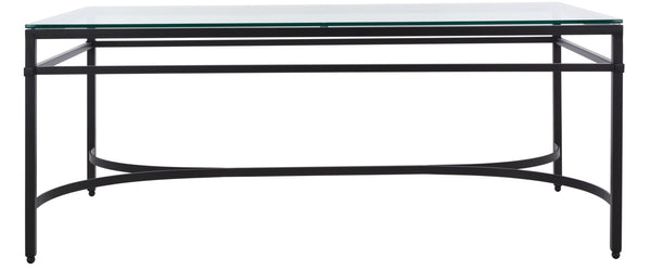 Safavieh ABELARD Antique Glass Cocktail Table - Elegant Centerpiece for Modern and Traditional Interiors Black AMH8303C