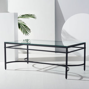 Safavieh ABELARD Antique Glass Cocktail Table - Elegant Centerpiece for Modern and Traditional Interiors Black AMH8303C