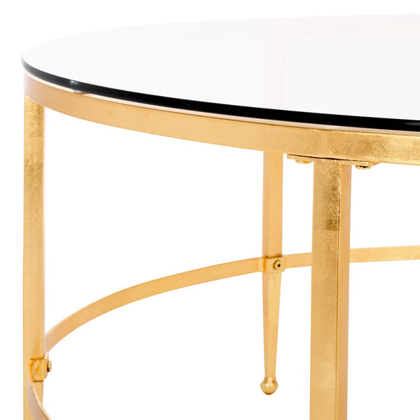 Safavieh EDMUND Antique Glass Cocktail Table - Elegant Open Design with Luxurious Finish for Stylish Living Rooms Gold AMH8304A