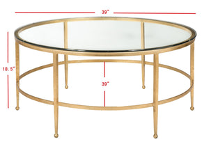 Safavieh EDMUND Antique Glass Cocktail Table - Elegant Open Design with Luxurious Finish for Stylish Living Rooms Gold AMH8304A