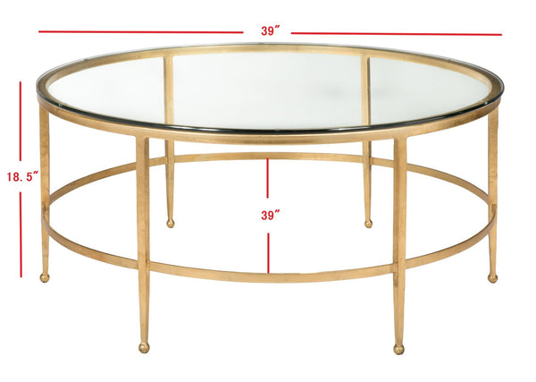 Safavieh EDMUND Antique Glass Cocktail Table - Elegant Open Design with Luxurious Finish for Stylish Living Rooms Gold AMH8304A