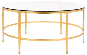 Safavieh EDMUND Antique Glass Cocktail Table - Elegant Open Design with Luxurious Finish for Stylish Living Rooms Gold AMH8304A