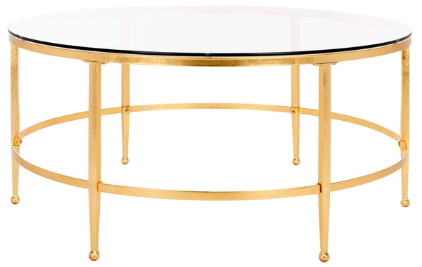 Safavieh EDMUND Antique Glass Cocktail Table - Elegant Open Design with Luxurious Finish for Stylish Living Rooms Gold AMH8304A