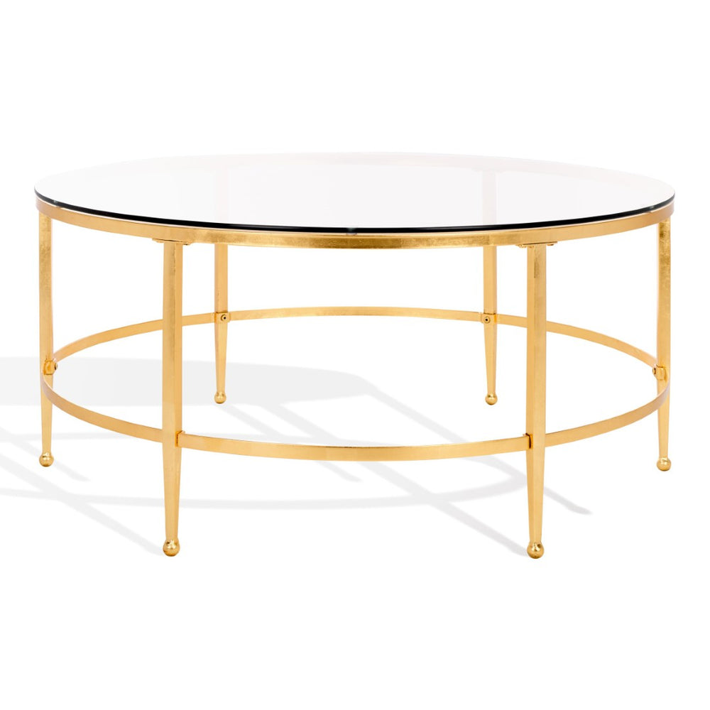 Safavieh EDMUND Antique Glass Cocktail Table - Elegant Open Design with Luxurious Finish for Stylish Living Rooms Gold AMH8304A