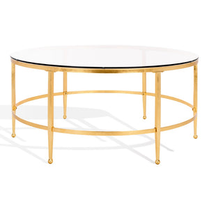 Safavieh EDMUND Antique Glass Cocktail Table - Elegant Open Design with Luxurious Finish for Stylish Living Rooms Gold AMH8304A