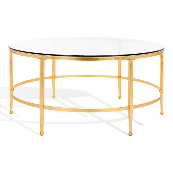 Safavieh EDMUND Antique Glass Cocktail Table - Elegant Open Design with Luxurious Finish for Stylish Living Rooms Gold AMH8304A