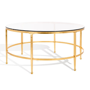 Safavieh EDMUND Antique Glass Cocktail Table - Elegant Open Design with Luxurious Finish for Stylish Living Rooms Gold AMH8304A