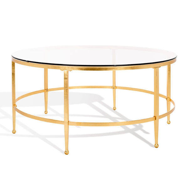 Safavieh EDMUND Antique Glass Cocktail Table - Elegant Open Design with Luxurious Finish for Stylish Living Rooms Gold AMH8304A