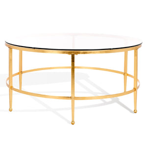 Safavieh EDMUND Antique Glass Cocktail Table - Elegant Open Design with Luxurious Finish for Stylish Living Rooms Gold AMH8304A