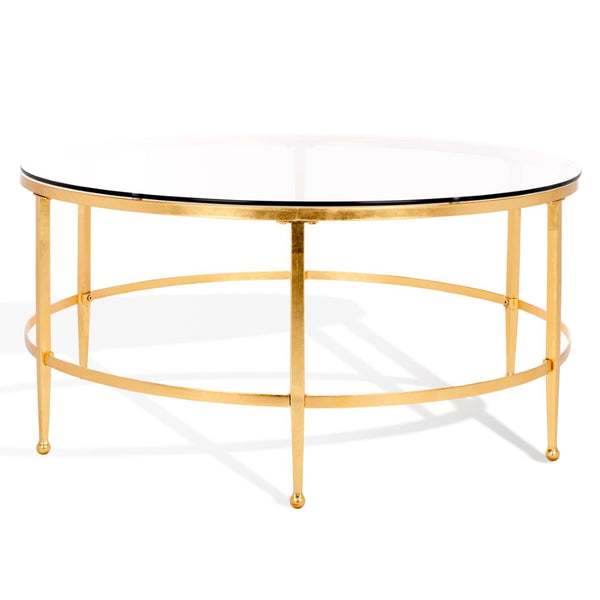 Safavieh EDMUND Antique Glass Cocktail Table - Elegant Open Design with Luxurious Finish for Stylish Living Rooms Gold AMH8304A