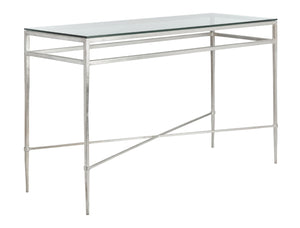 Safavieh BAUMGARTEN Antique Metal Console Table - Elegant Glass Top for Entryway or Living Room Accents Silver AMH8305B