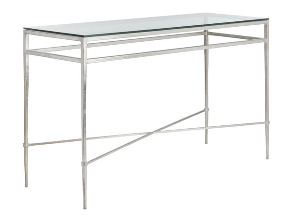 Safavieh BAUMGARTEN Antique Metal Console Table - Elegant Glass Top for Entryway or Living Room Accents Silver AMH8305B