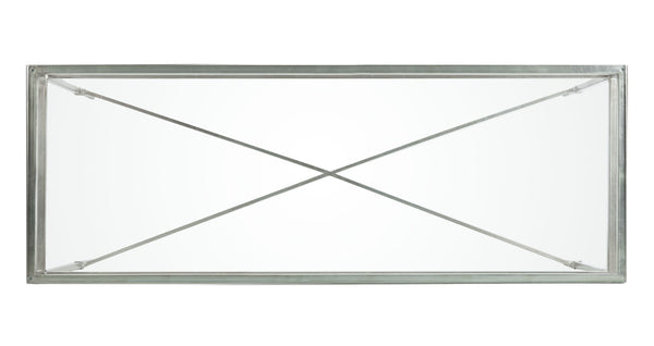 Safavieh BAUMGARTEN Antique Metal Console Table - Elegant Glass Top for Entryway or Living Room Accents Silver AMH8305B