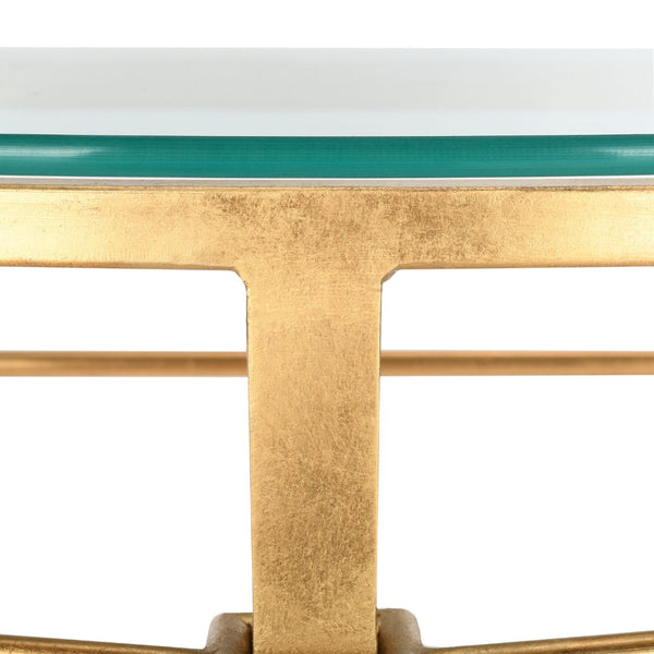 Safavieh BAUR Antique Gold Glass Console Table - Elegant Foyer & Living Room Accent with Timeless Glamour AMH8306A