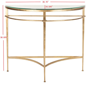 Safavieh BAUR Antique Gold Glass Console Table - Elegant Foyer & Living Room Accent with Timeless Glamour AMH8306A
