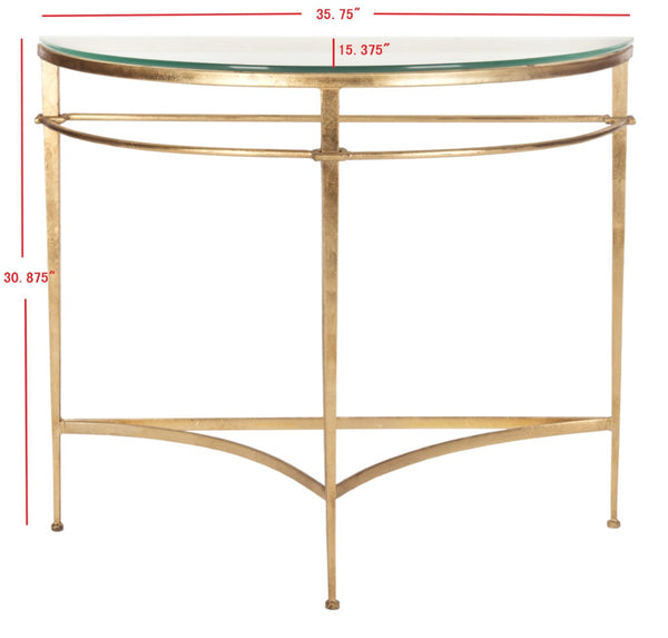 Safavieh BAUR Antique Gold Glass Console Table - Elegant Foyer & Living Room Accent with Timeless Glamour AMH8306A