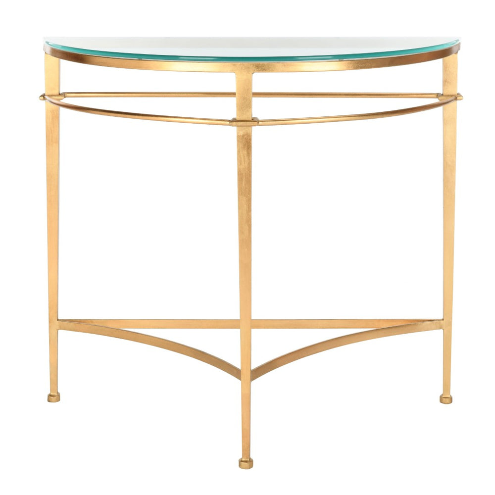 Safavieh BAUR Antique Gold Glass Console Table - Elegant Foyer & Living Room Accent with Timeless Glamour AMH8306A
