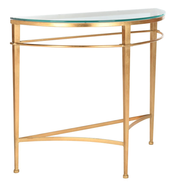 Safavieh BAUR Antique Gold Glass Console Table - Elegant Foyer & Living Room Accent with Timeless Glamour AMH8306A