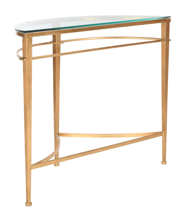 Safavieh BAUR Antique Gold Glass Console Table - Elegant Foyer & Living Room Accent with Timeless Glamour AMH8306A
