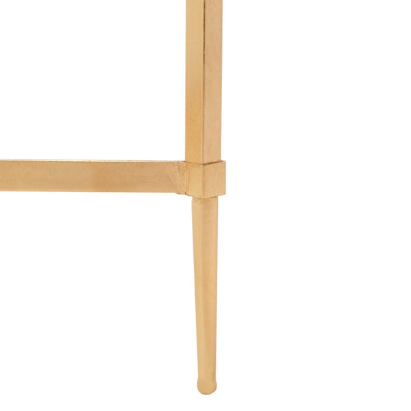 Safavieh MIEKA Gold Leaf Glass Cocktail Table – Modern Glam Round Design for Stylish Living Room Décor AMH8307A