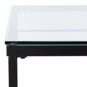 Safavieh MIEKA Glass Cocktail Table - Modern Minimalist Design for Stylish Living Rooms and Entertaining Spaces Black AMH8307C